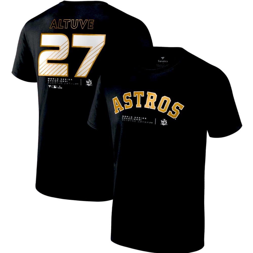 Fanatics Jose Altuve Black Houston Astros 2022 World Series Champions T-Shirt